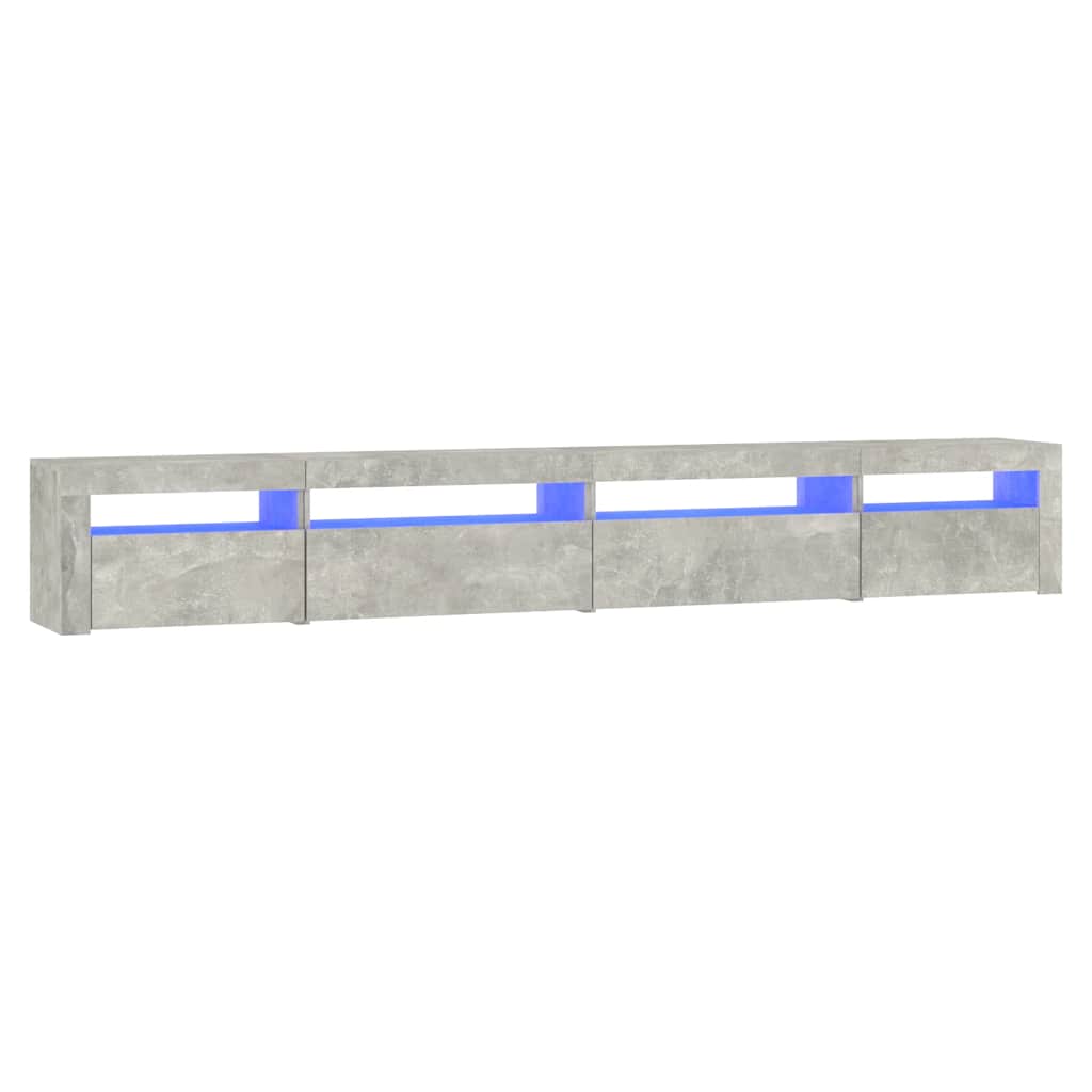 Móvel de TV com luzes LED 270x35x40 cm cinzento cimento