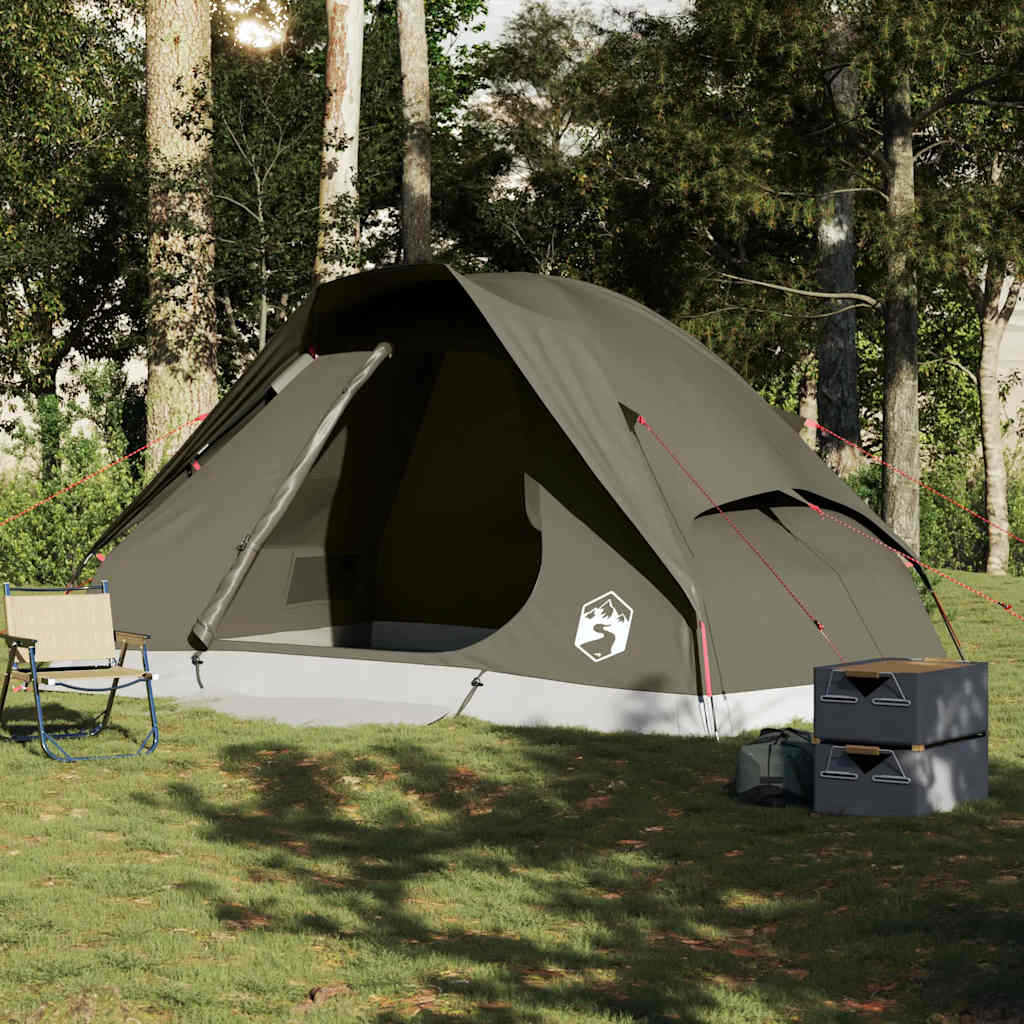 Tenda familiar em cúpula para 6 pessoas impermeável castanho
