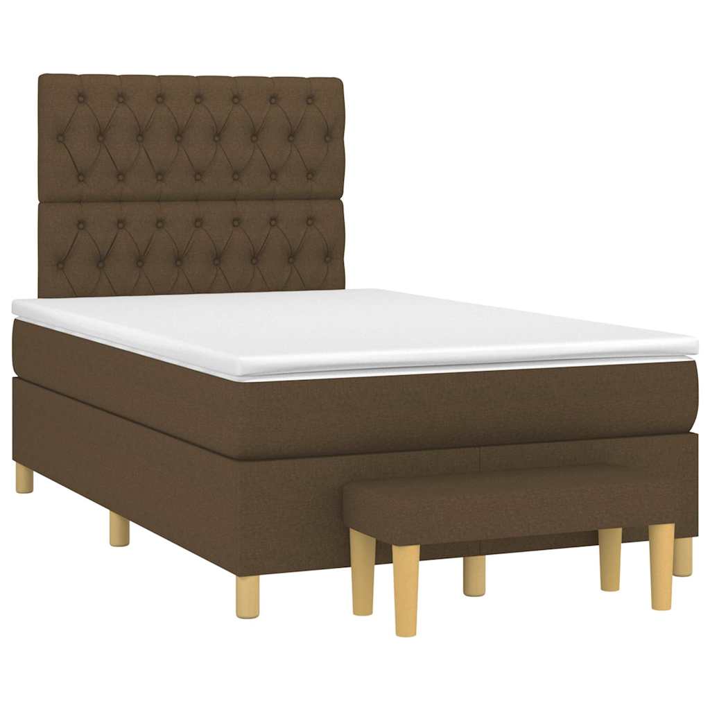 Cama boxspring com colchão 120x190 cm tecido castanho-escuro
