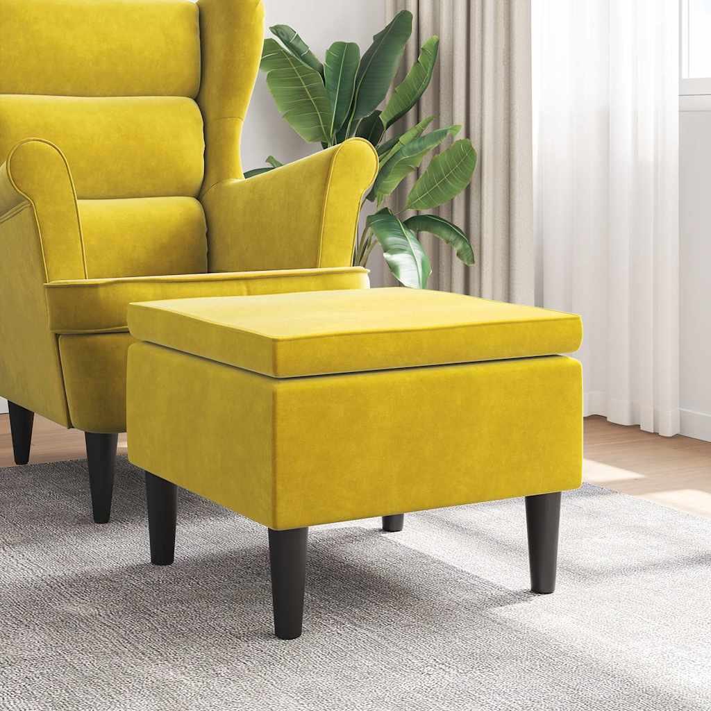 Banco com pernas de madeira veludo amarelo