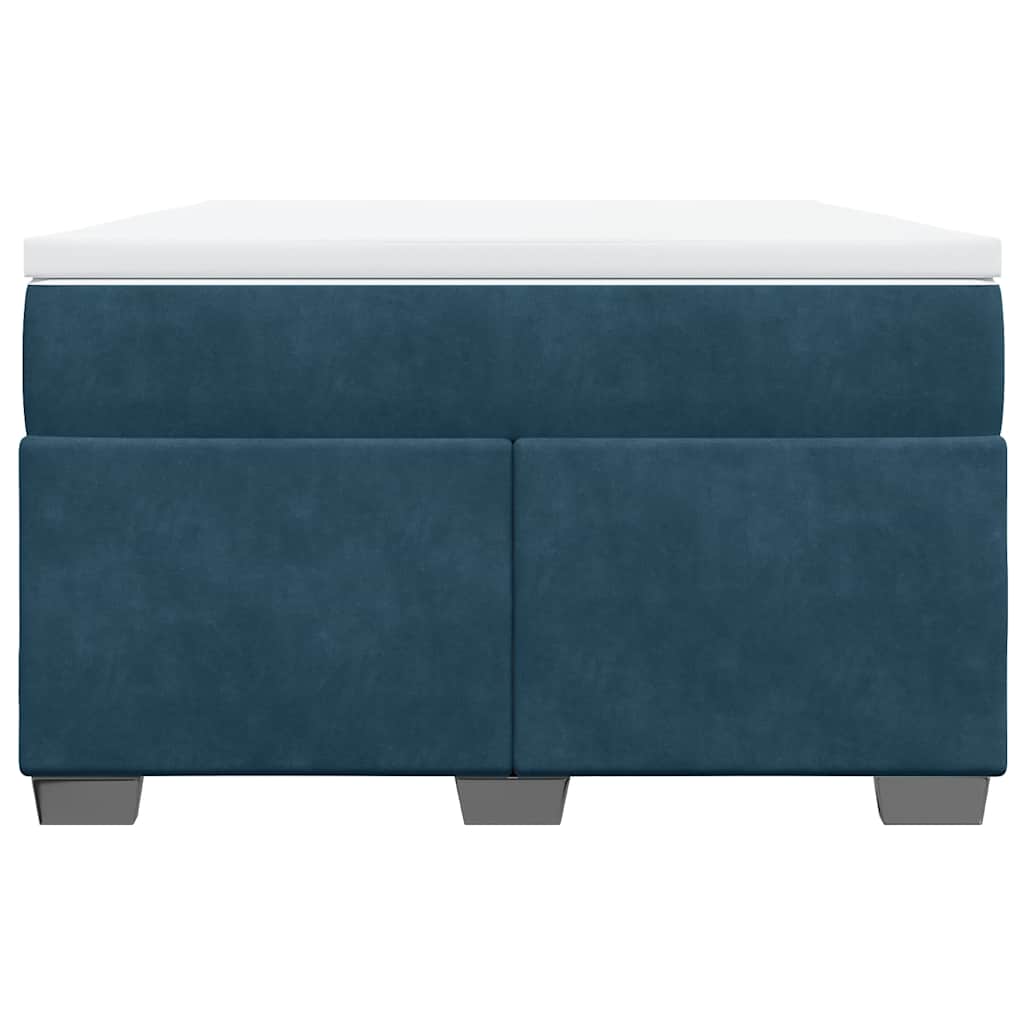 Cama boxspring com colchão 120x200 cm veludo azul-escuro