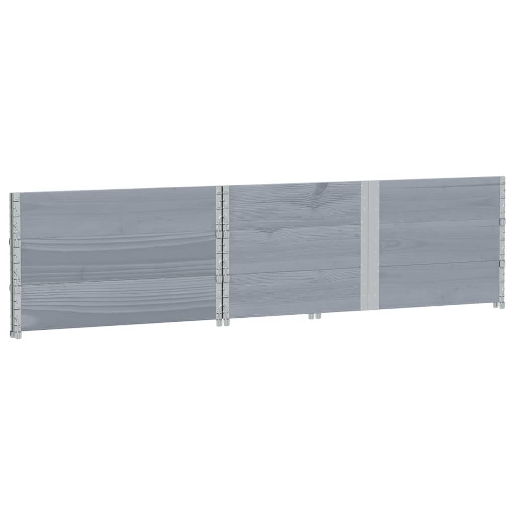 Colares p/ paletes 3 pcs 150x100 cm madeira pinho maciça cinza
