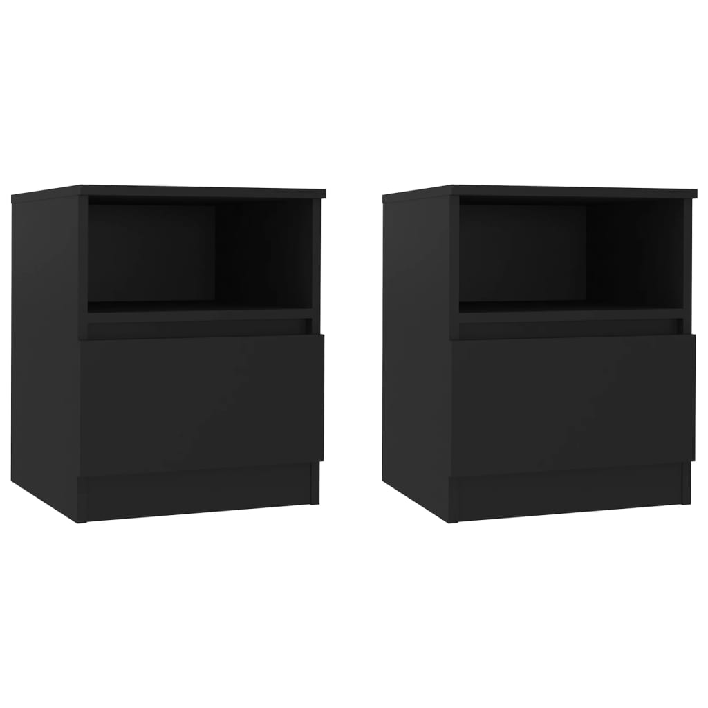 Mesas de cabeceira 2 pcs 40x40x50 cm derivados de madeira preto