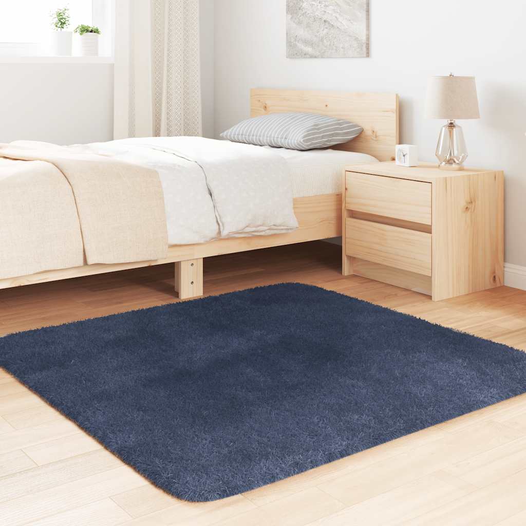 Tapete shaggy de pelo alto navarra 120x120 cm azul-marinho