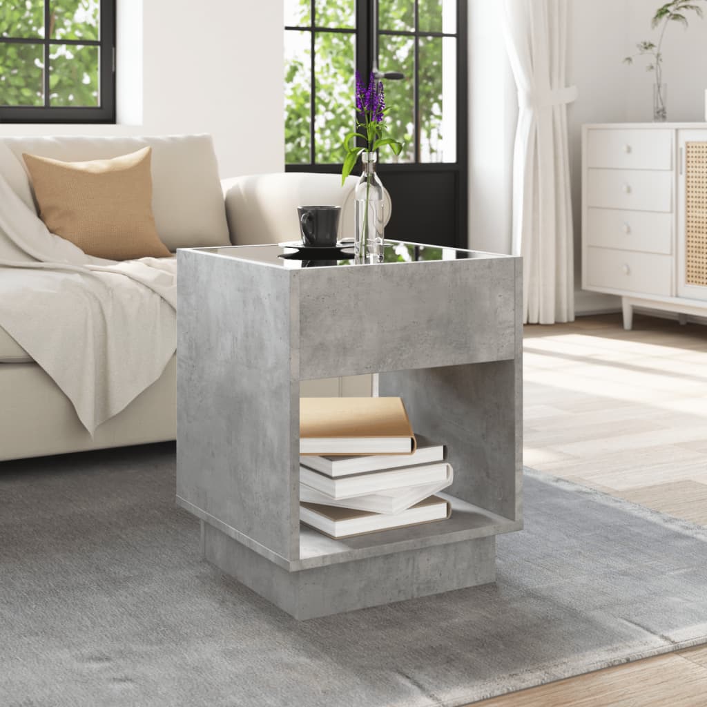 Mesa de centro luzes LED infinity 40x40x50 cm cinzento cimento