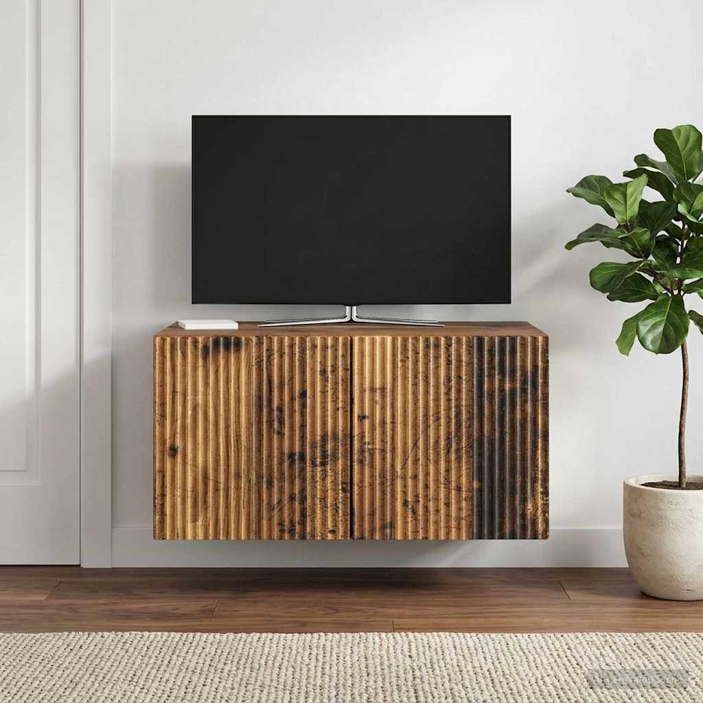 Gabinete de TV de parede madeira antiga 59,5 x 41 x 30 cm