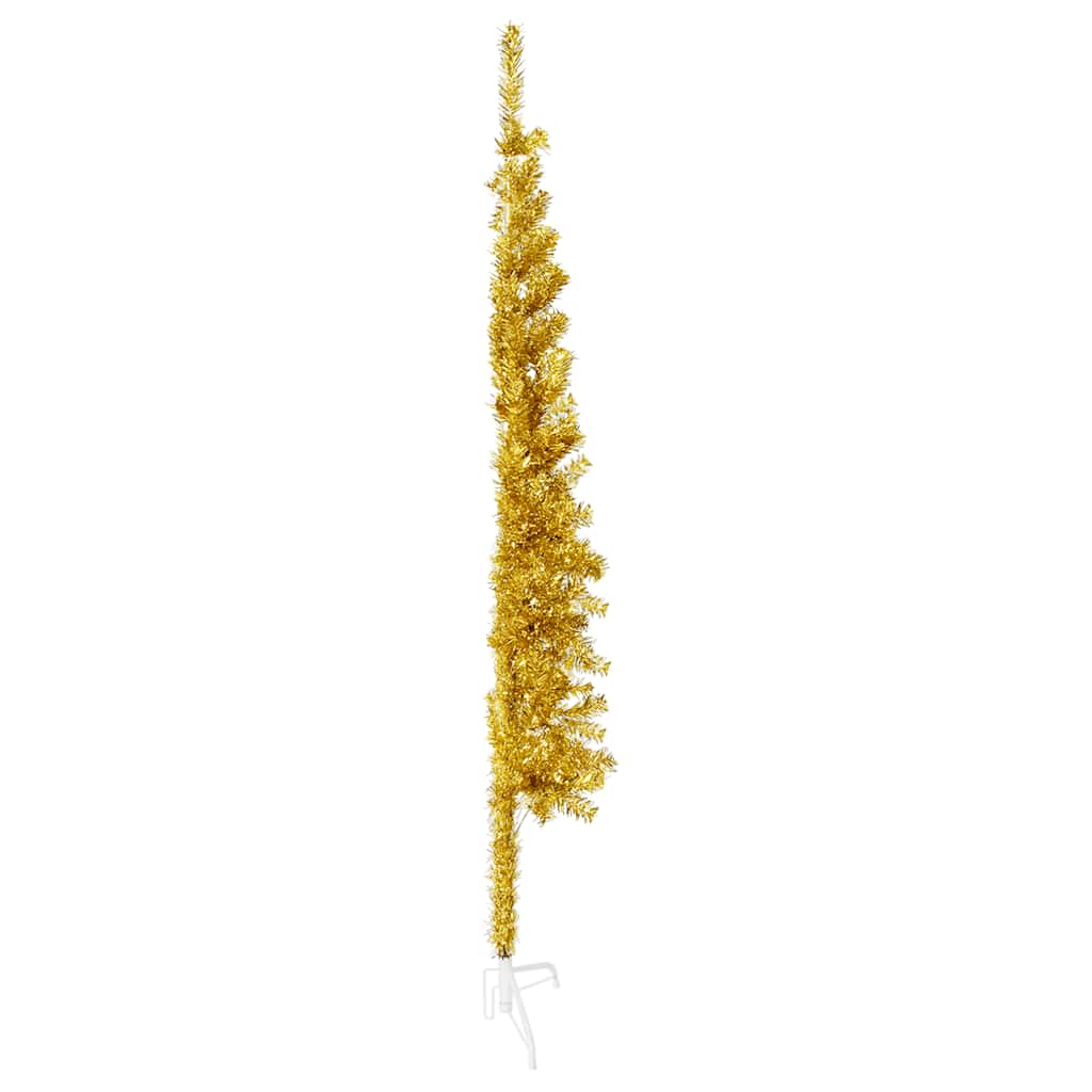 Meia árvore de natal fina com suporte 120 cm dourado