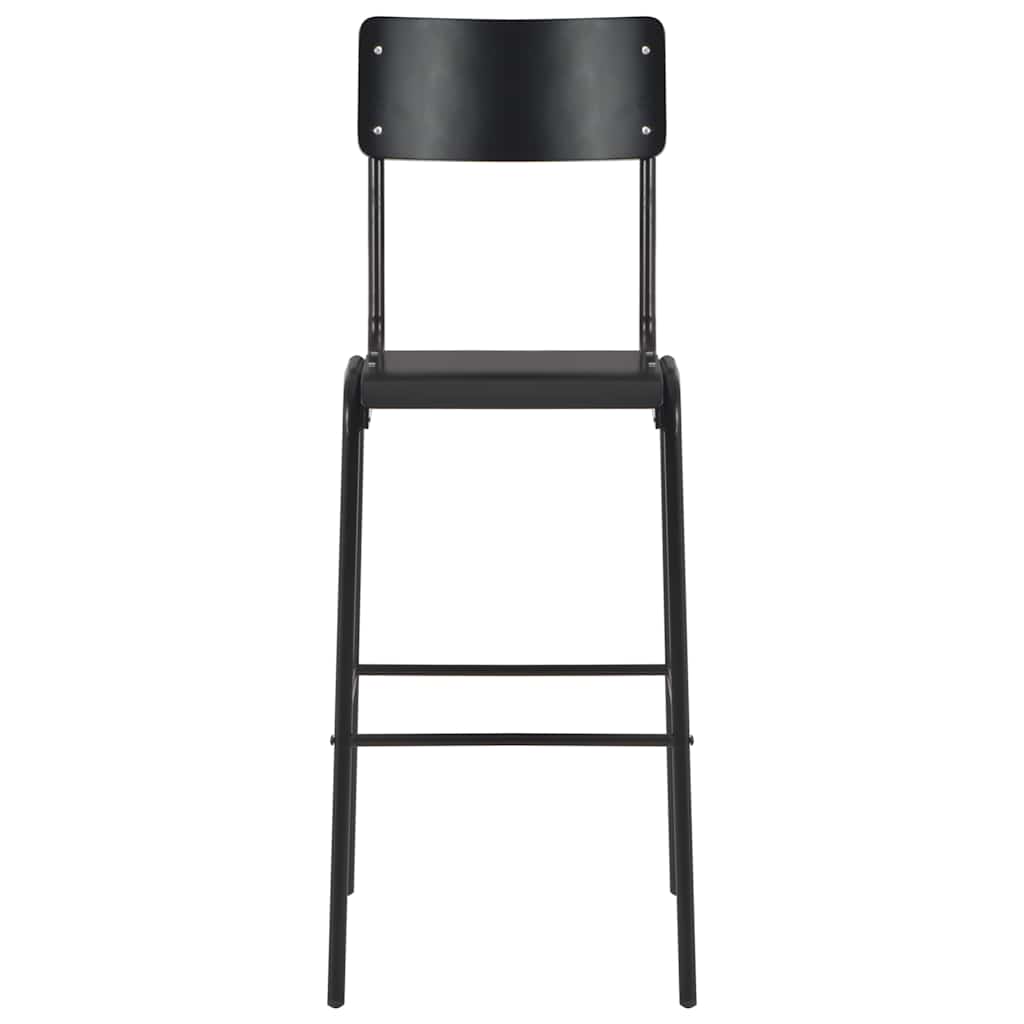 Cadeiras de bar 2 pcs contraplacado maciço e aço preto