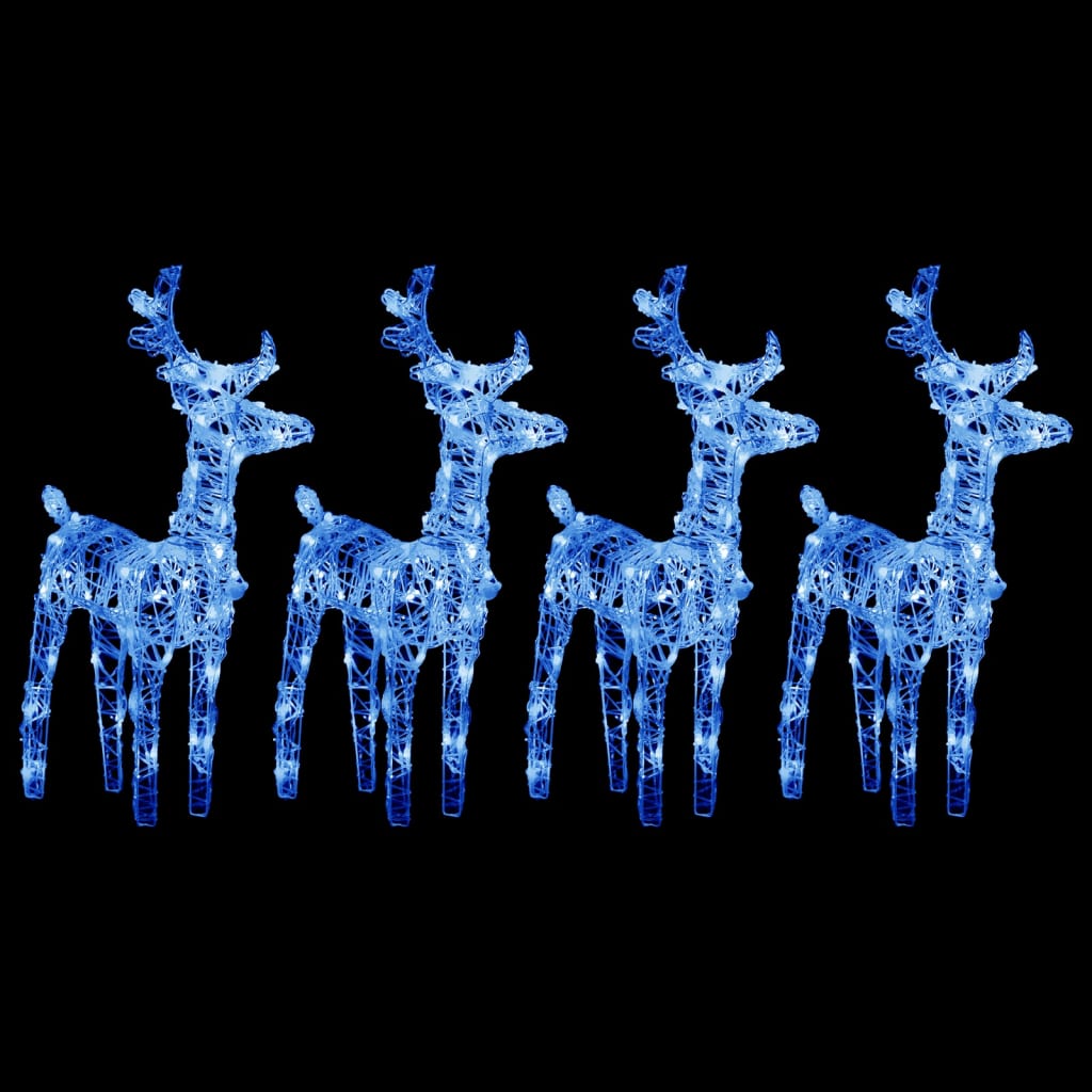Renas de natal 4 pcs 160 luzes LED acrílico azul