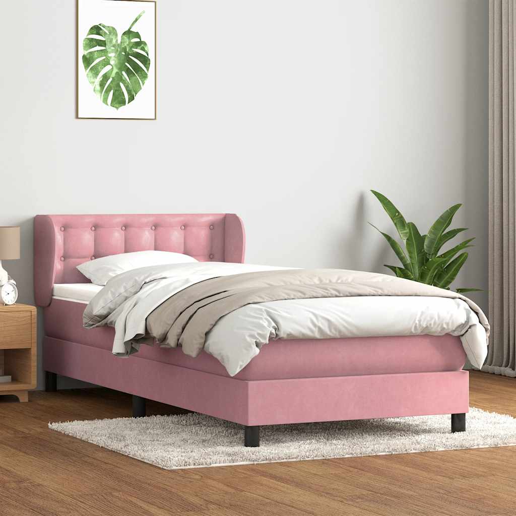 Cama com molas/colchão 80x220 cm veludo rosa