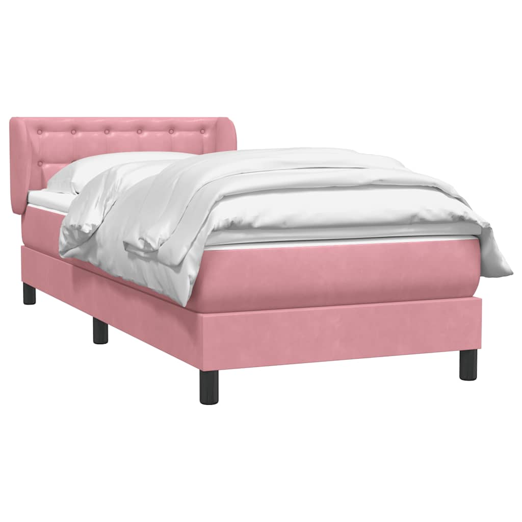Cama com molas/colchão 80x220 cm veludo rosa