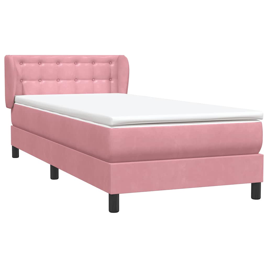 Cama com molas/colchão 80x220 cm veludo rosa