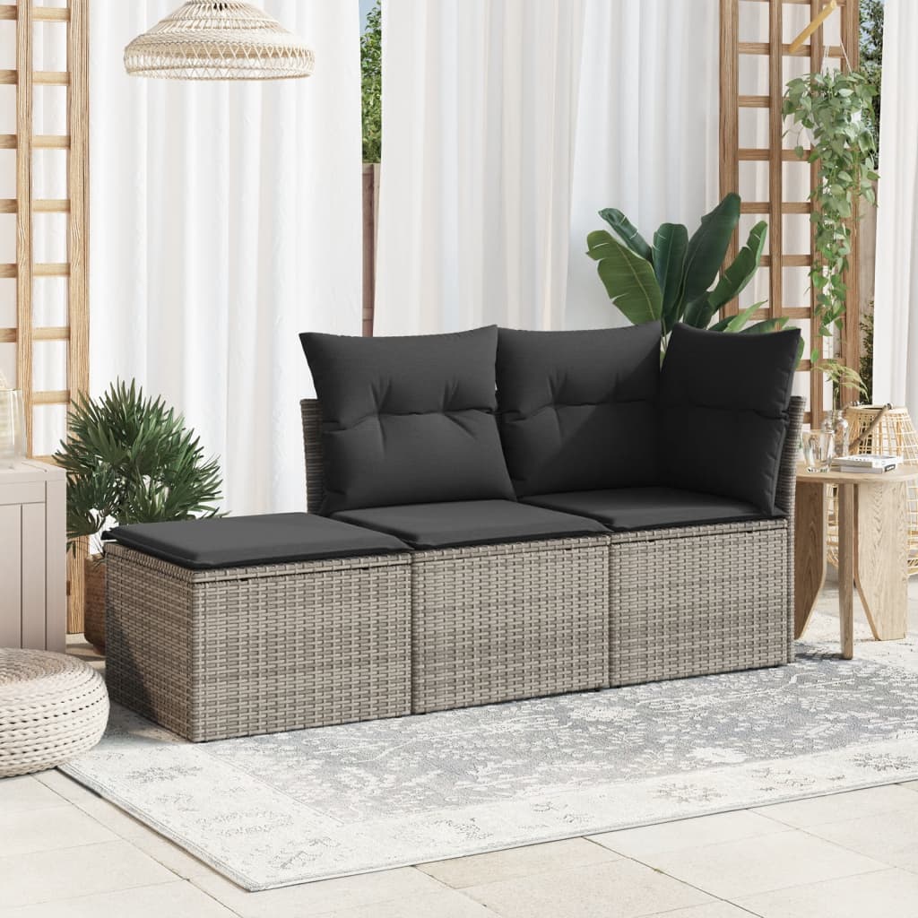 Banco de jardim com almofadão 55x55x37 cm vime PE cinzento