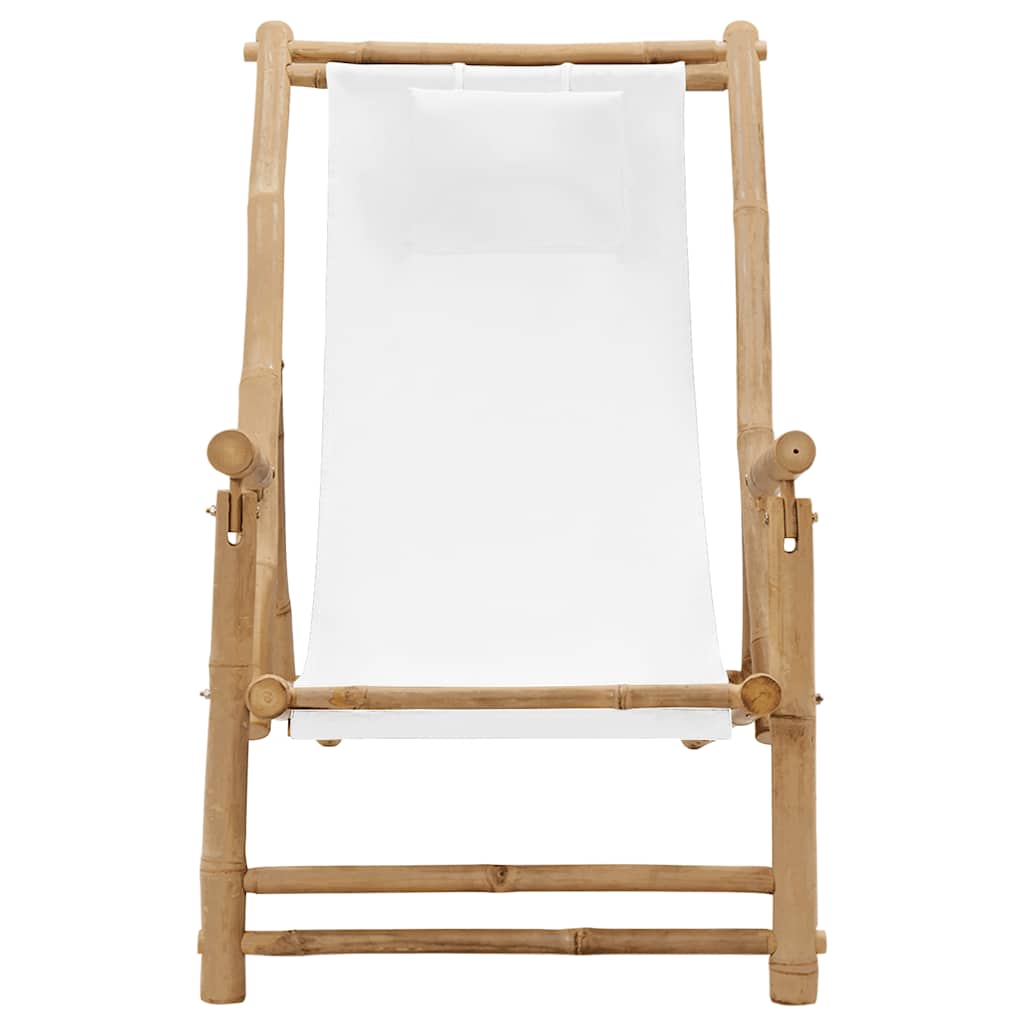 Cadeira de terraço em bambu e lona branco nata