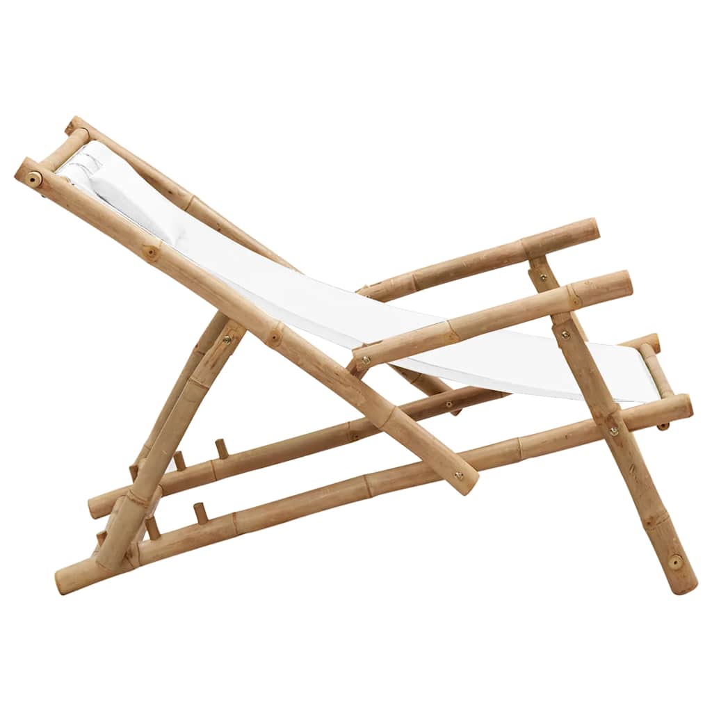 Cadeira de terraço em bambu e lona branco nata