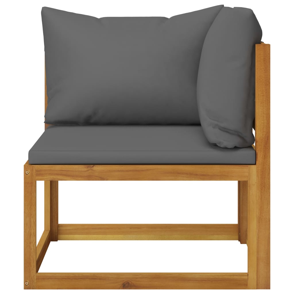 6 Pcs conjunto lounge de jardim c/ almofadões acácia maciça