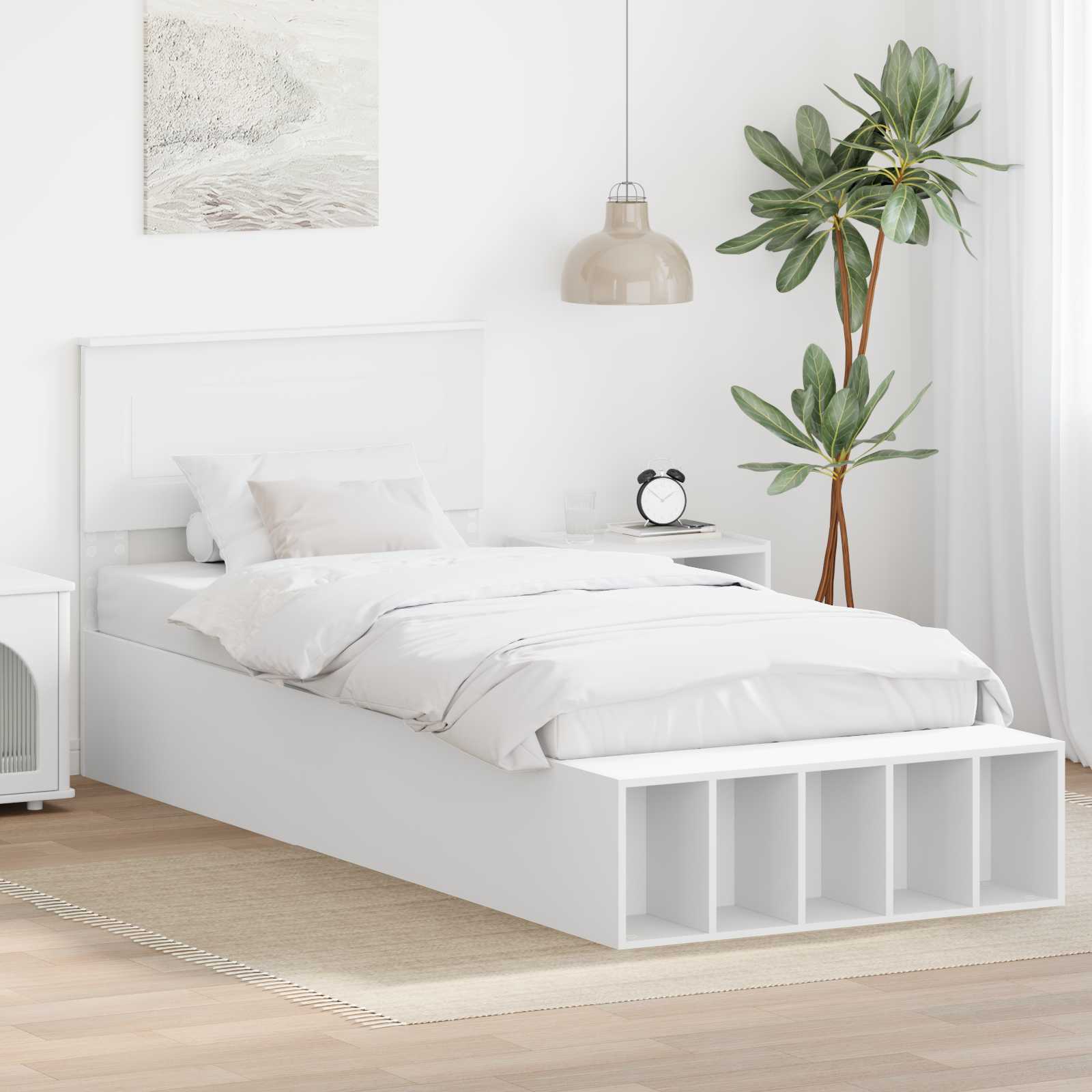 Estrutura da cama branco 75 x 190 cm derivados de madeira