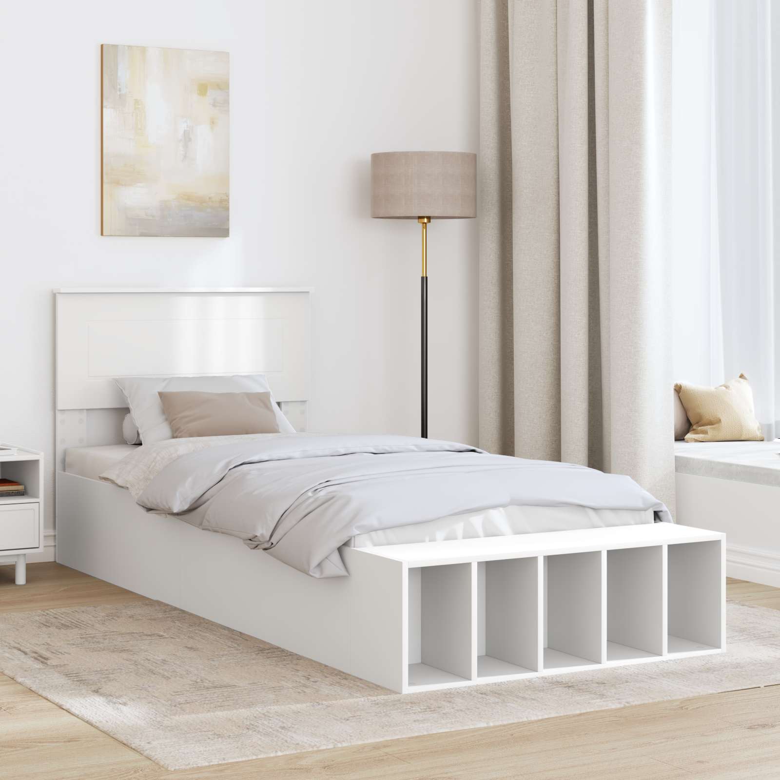 Estrutura da cama branco 75 x 190 cm derivados de madeira