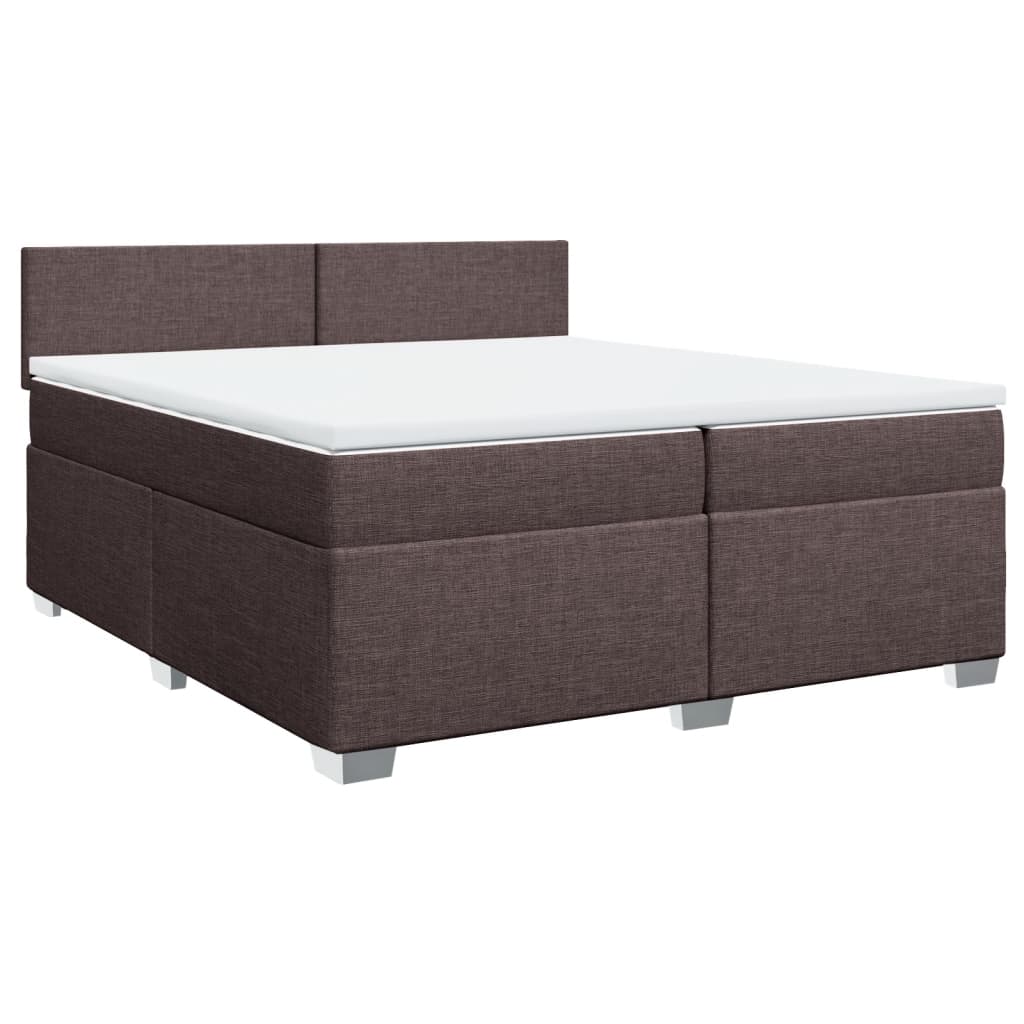 Cama com molas/colchão 200x200 cm tecido castanho-escuro