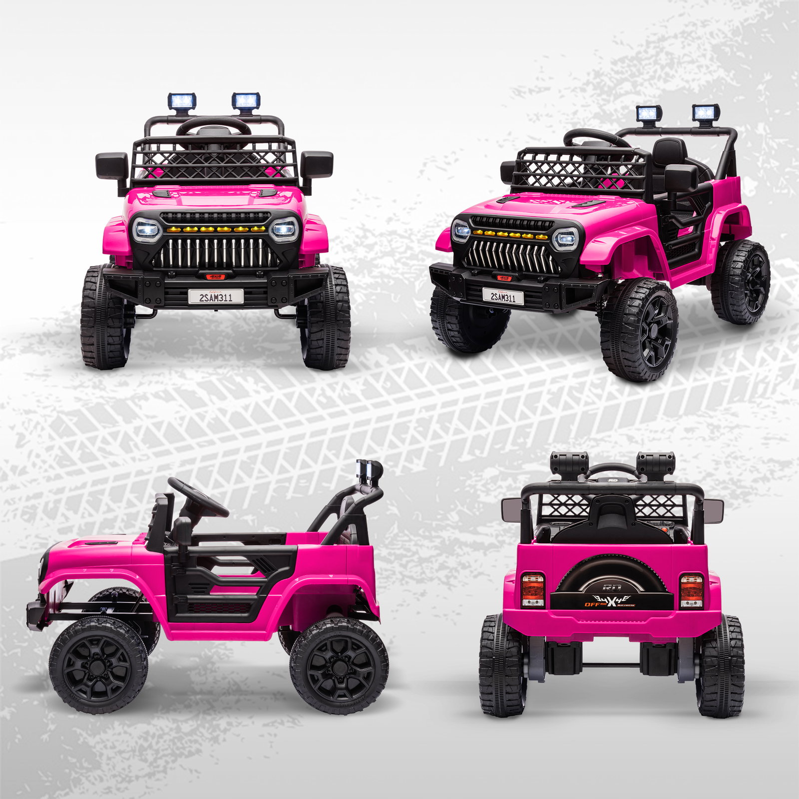 Carro elétrico para crianças carro elétrico infantil utv 12v com velocidade ajustável USB e faróis 95x62,5x65 cm rosa