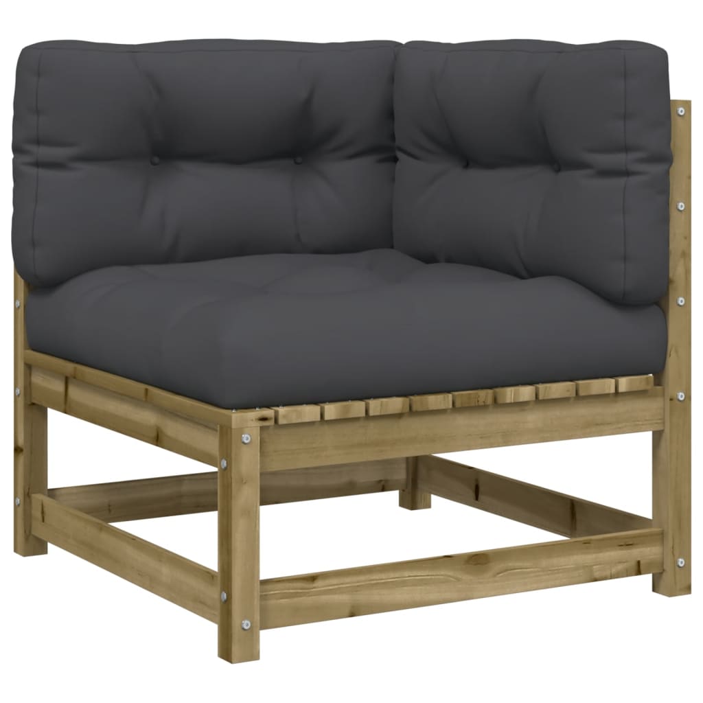 3 Pcs conjunto sofás de jardim c/ almofadões pinho impregnado