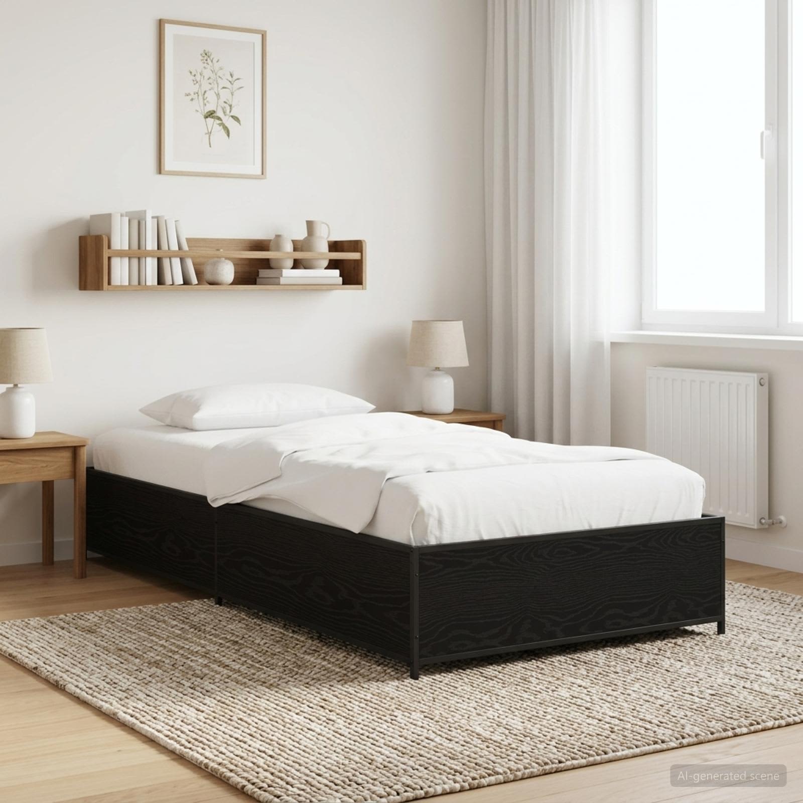 Estrutura da cama carvalho preto 80 x 200 cm