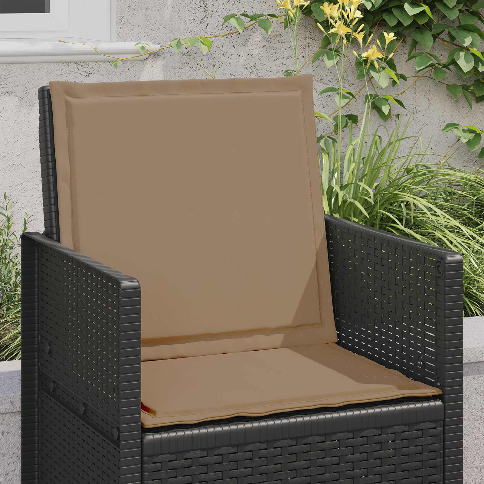 Almofadas de assento e costas poliéster cinzento-acastanhado