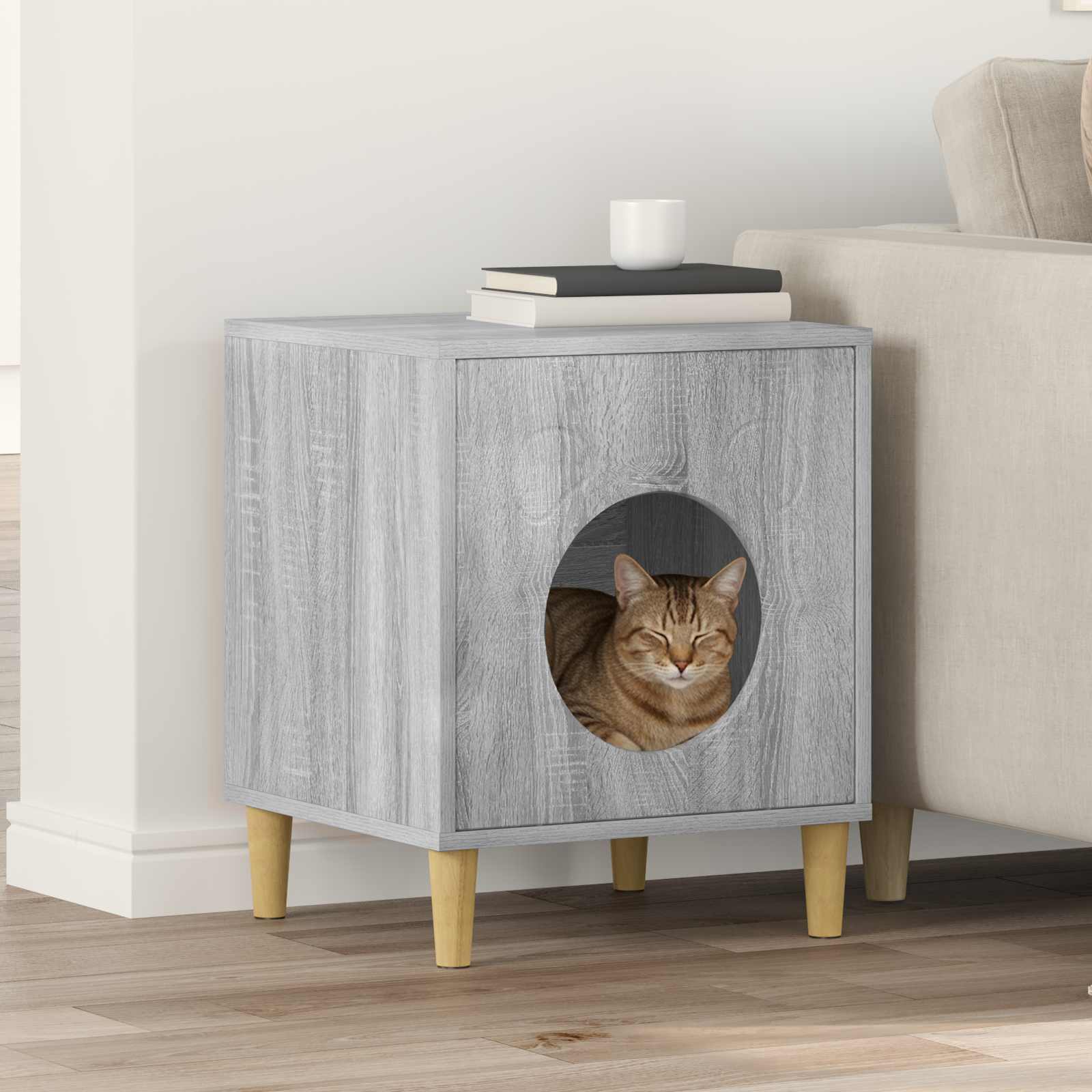 Casa para gatos cinza sonoma 42,5 x 40 x 53 cm