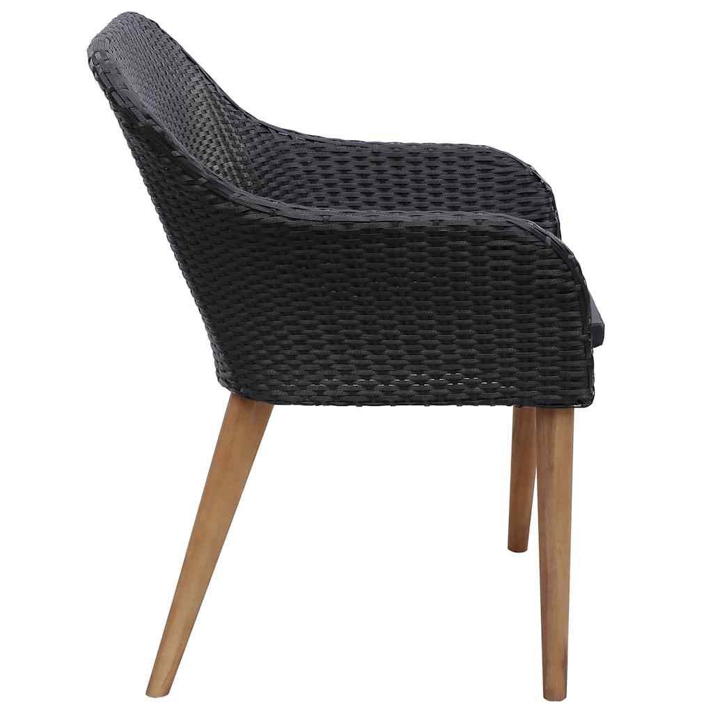 Cadeiras de exterior c/ almofadões 2 pcs vime PE preto