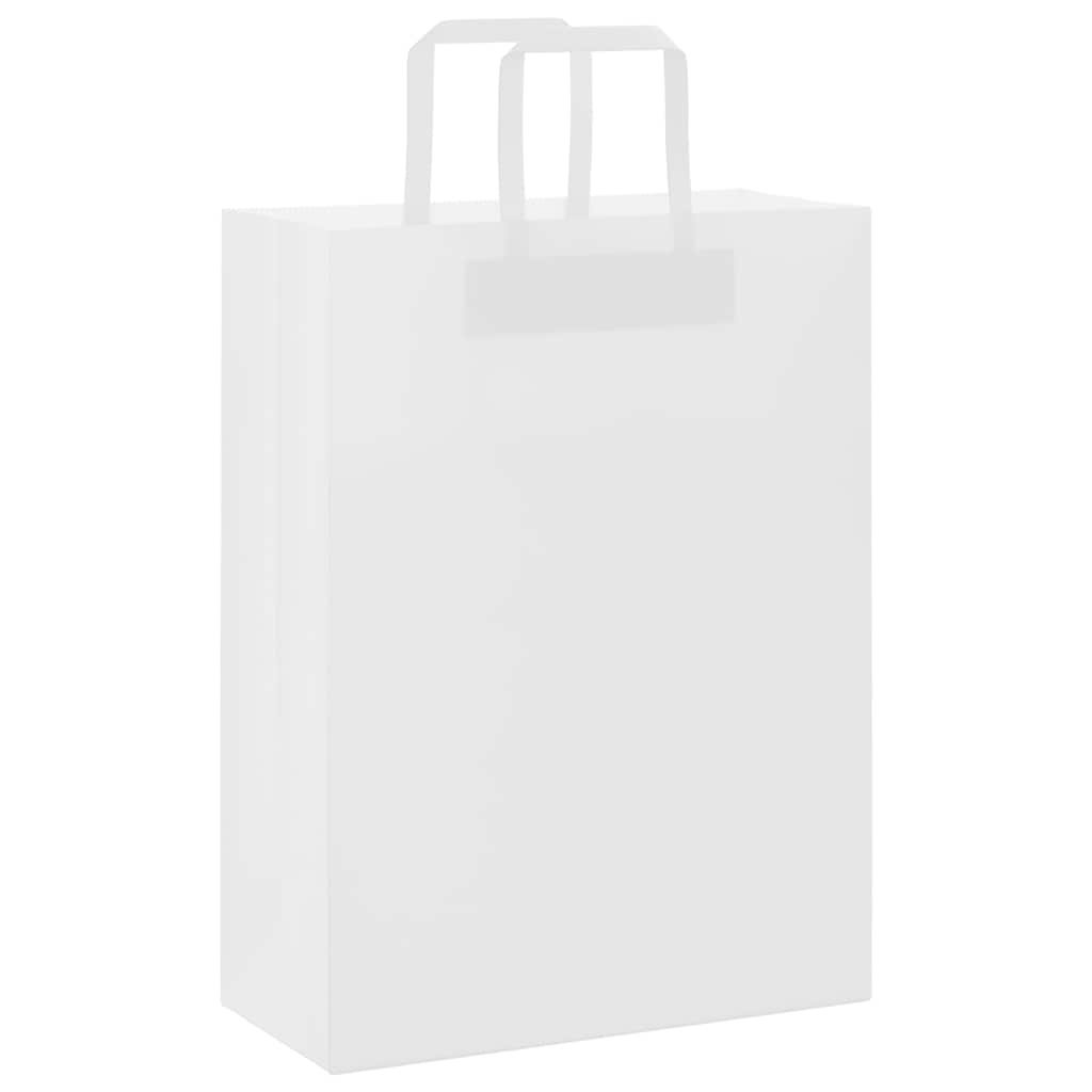 Sacos de papel 250 unid com alças branco 26x12x35 cm