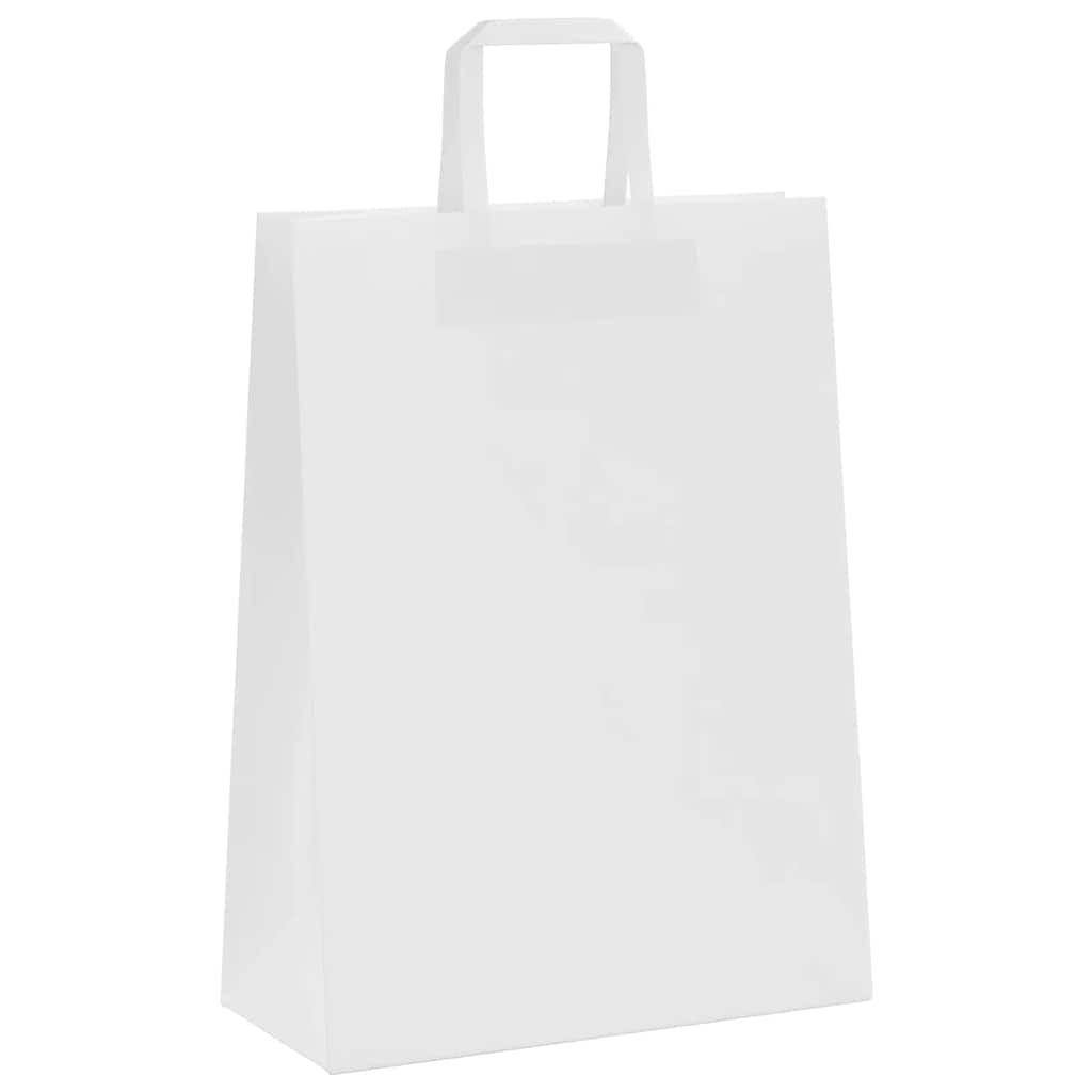 Sacos de papel 250 unid com alças branco 26x12x35 cm