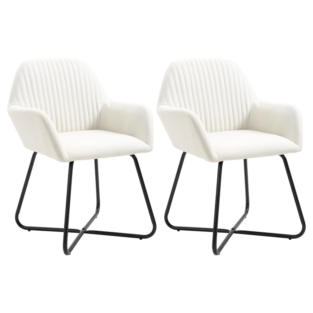 Cadeiras de jantar 2 pcs tecido cor creme