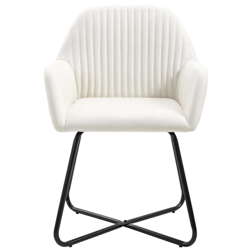 Cadeiras de jantar 2 pcs tecido cor creme