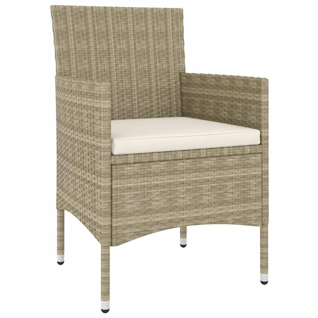 5 Pcs conjunto lounge de jardim vime PE bege