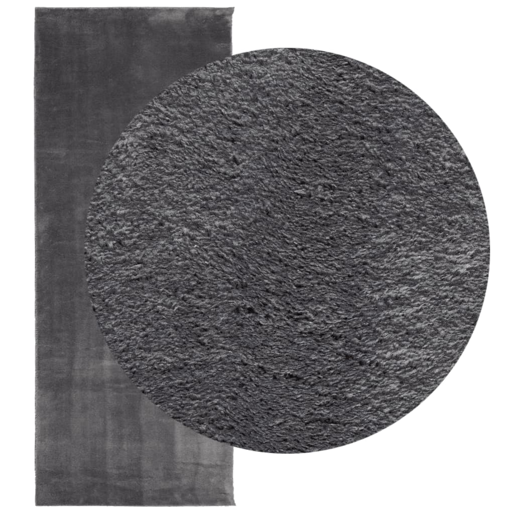 Tapete pelo curto macio e lavável huarte 80x200 cm antracite