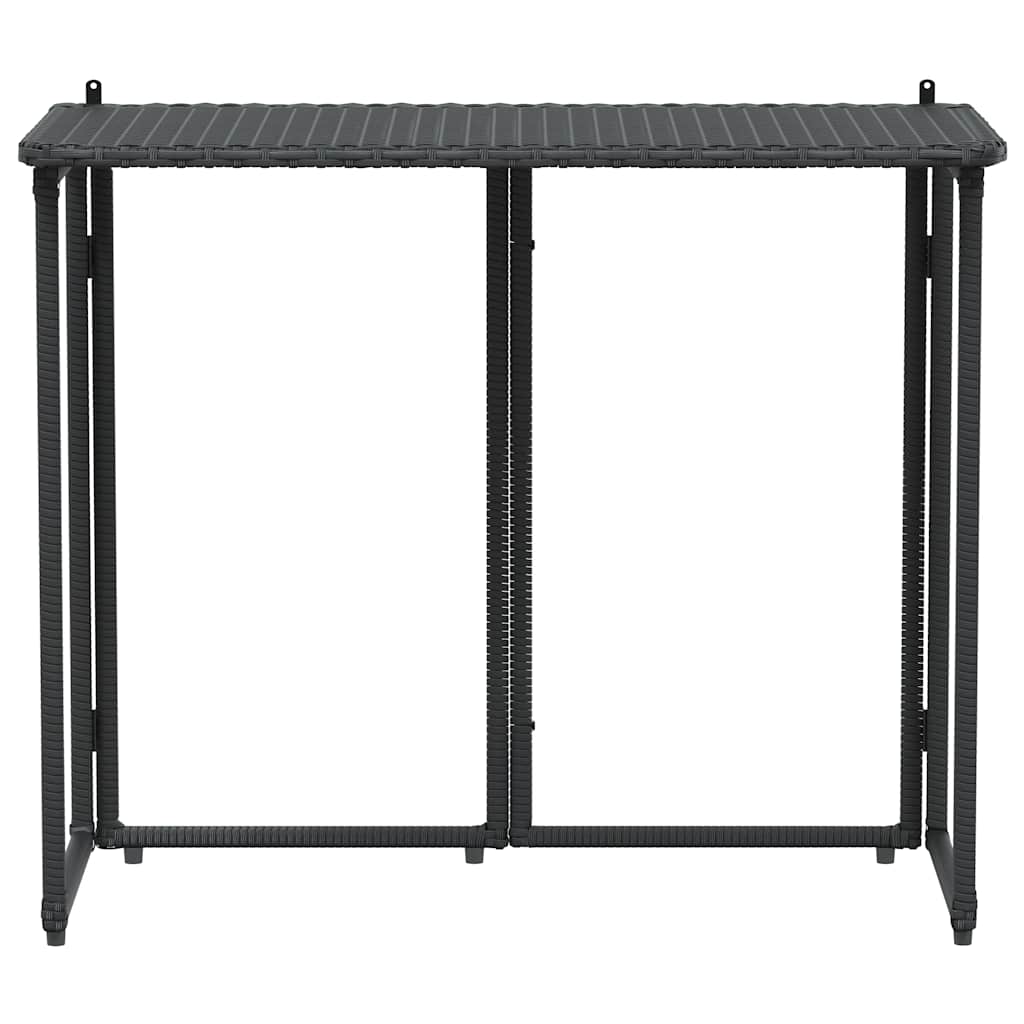 Mesa de jardim dobrável 90x51x75 cm vime PE preto