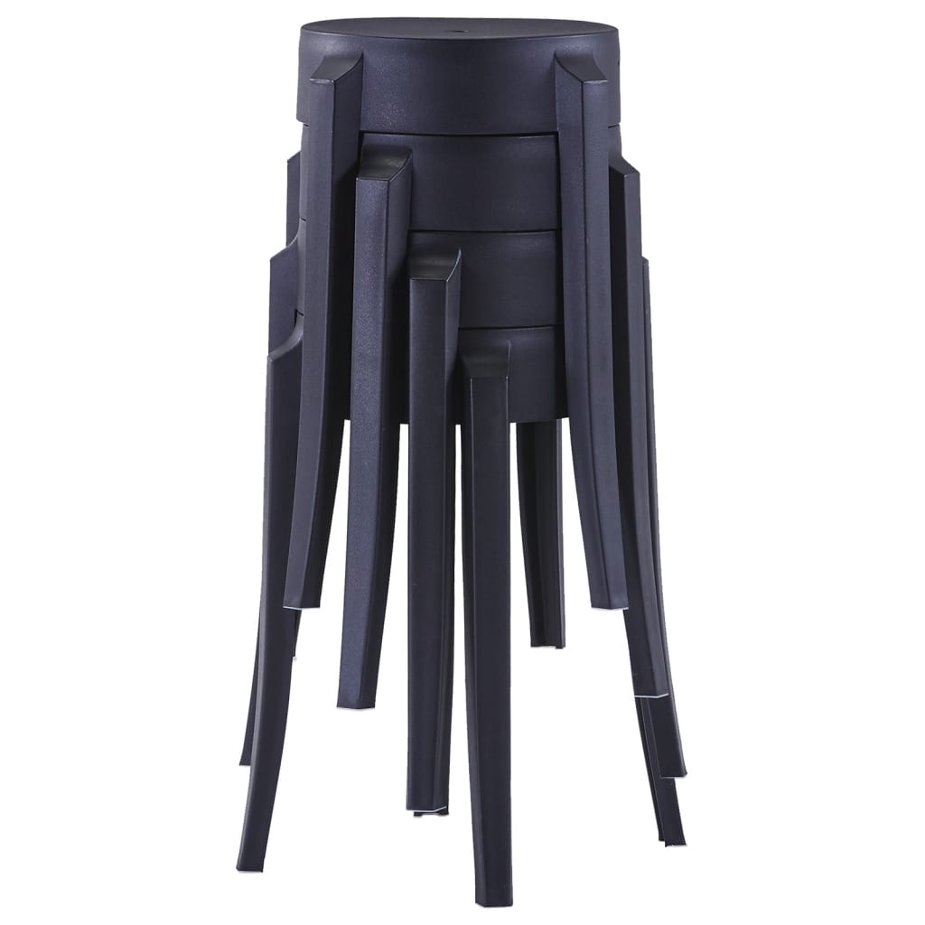Bancos empilháveis 4 pcs plástico preto
