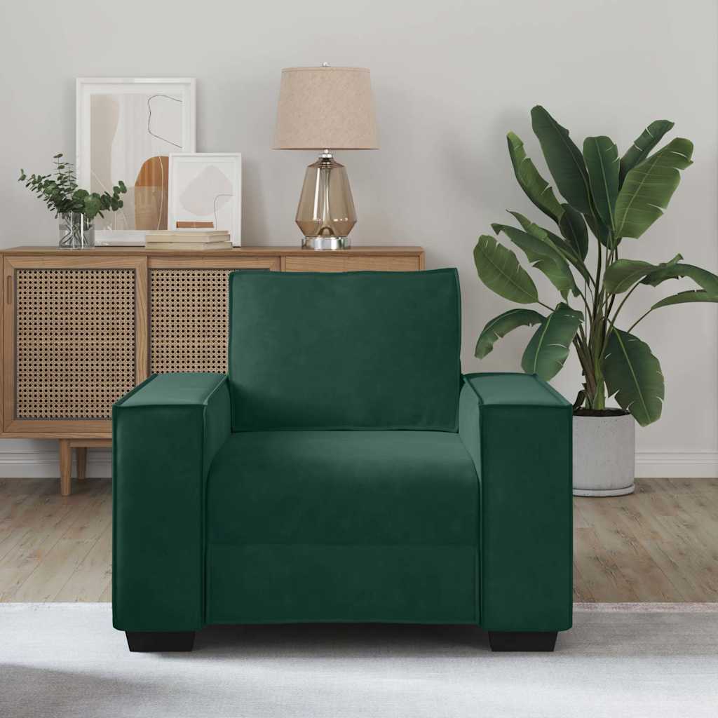 Poltrona 100x78x84 cm veludo verde-escuro