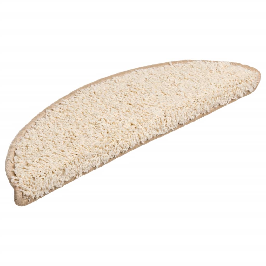 Tapetes de escada 10 peças 56x17x3 cm creme semicircular
