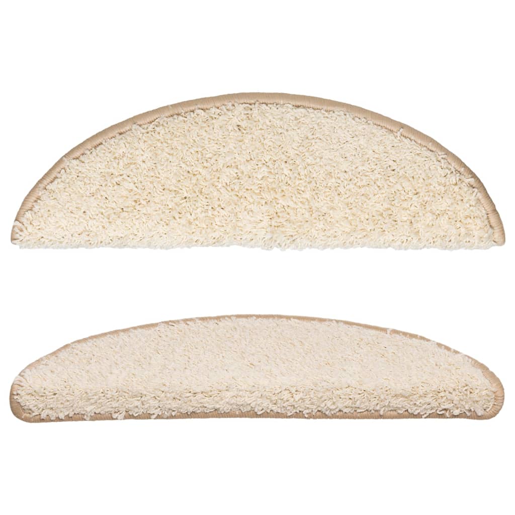 Tapetes de escada 10 peças 56x17x3 cm creme semicircular