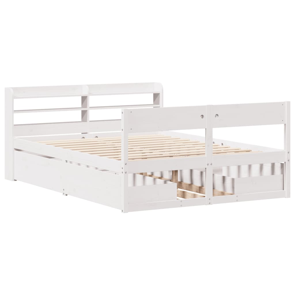Cama sem colchão 140x190 cm madeira de pinho maciça branco