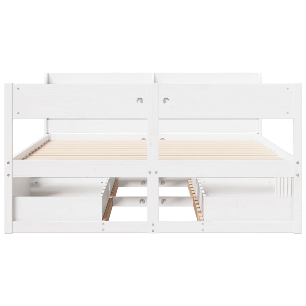 Cama sem colchão 140x190 cm madeira de pinho maciça branco