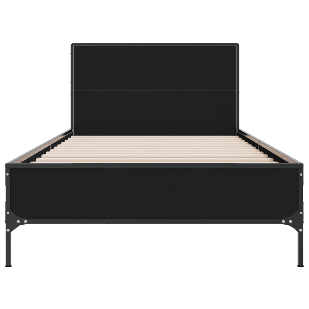 Estrutura de cama 90x200 cm derivados de madeira/metal preto