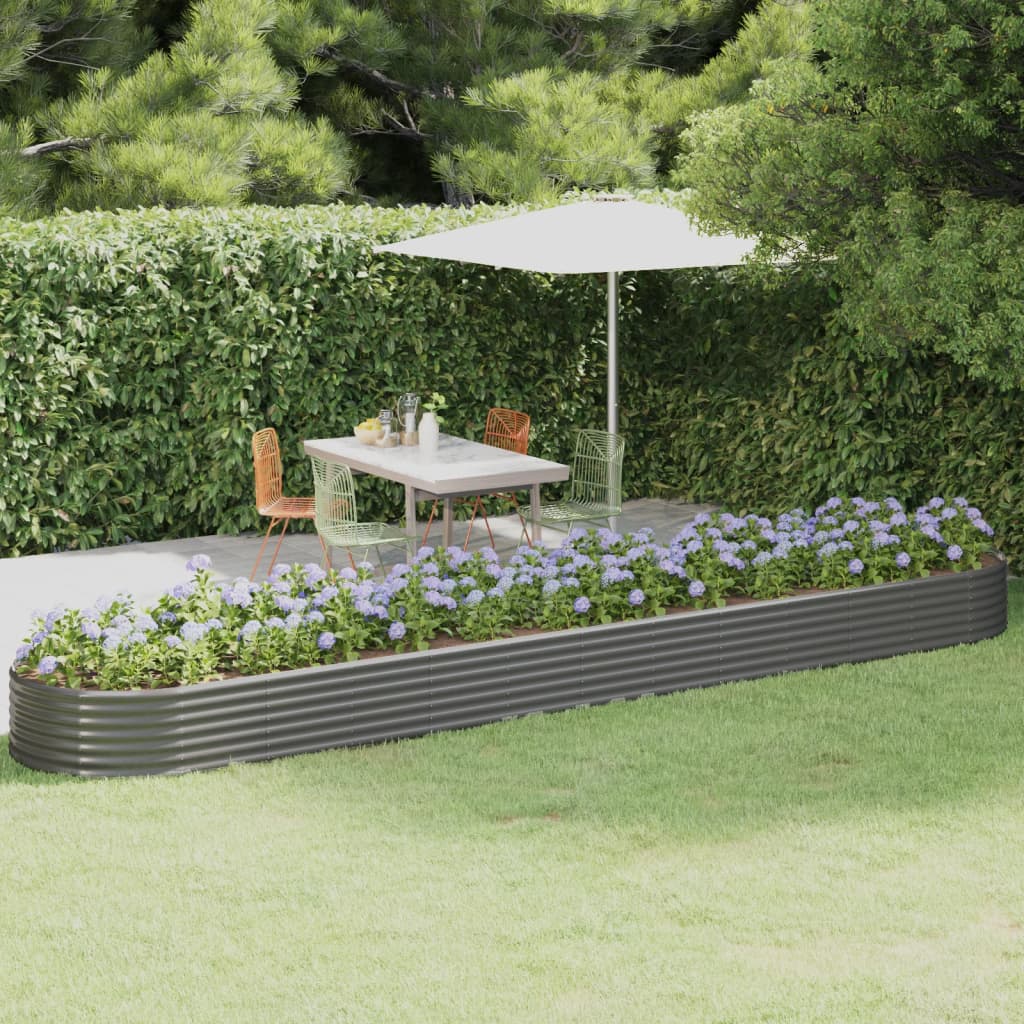 Canteiro elevado jardim 507x100x36 aço galvanizado cinzento