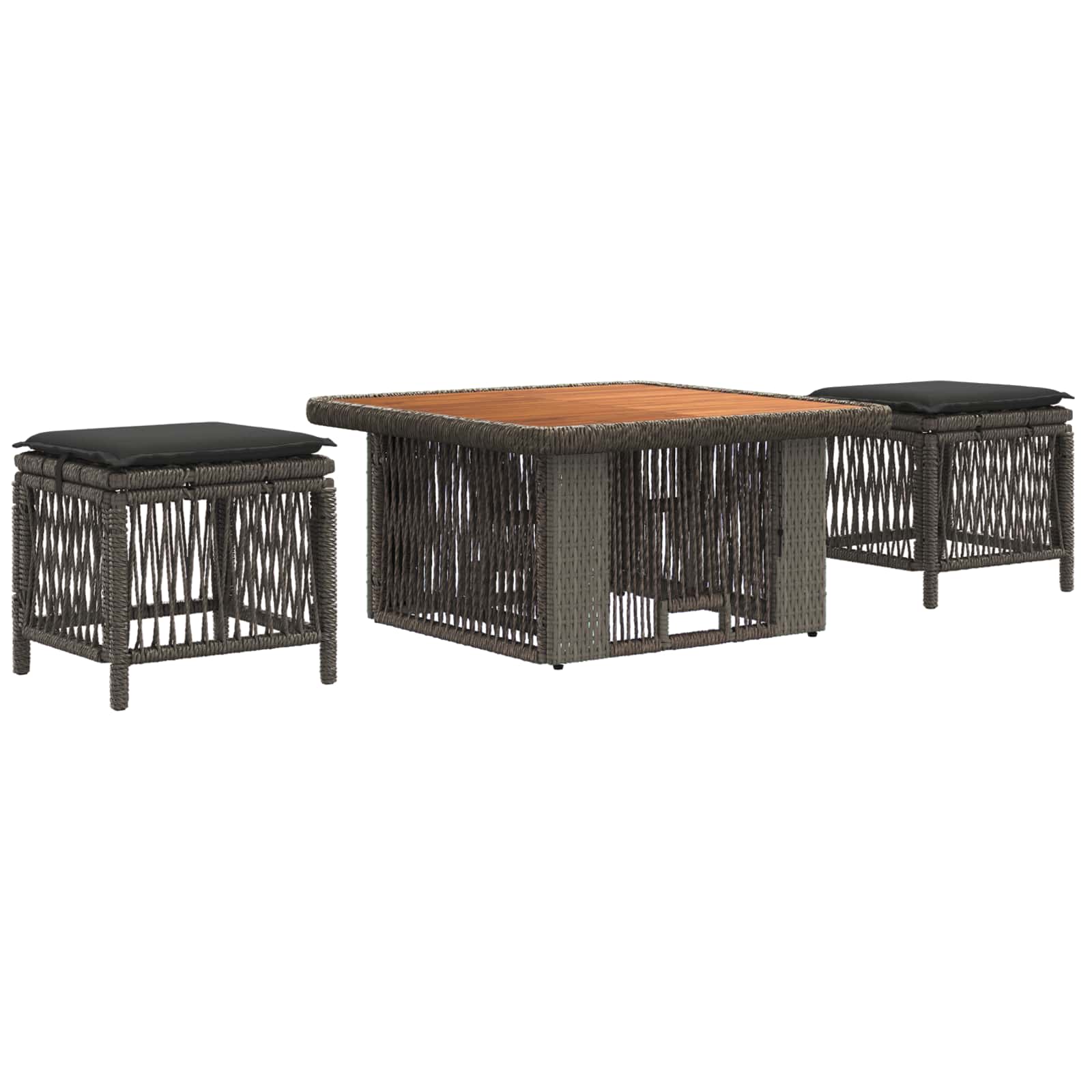 Conjunto de jantar para jardim 3 unid. cinza e cinza escuro