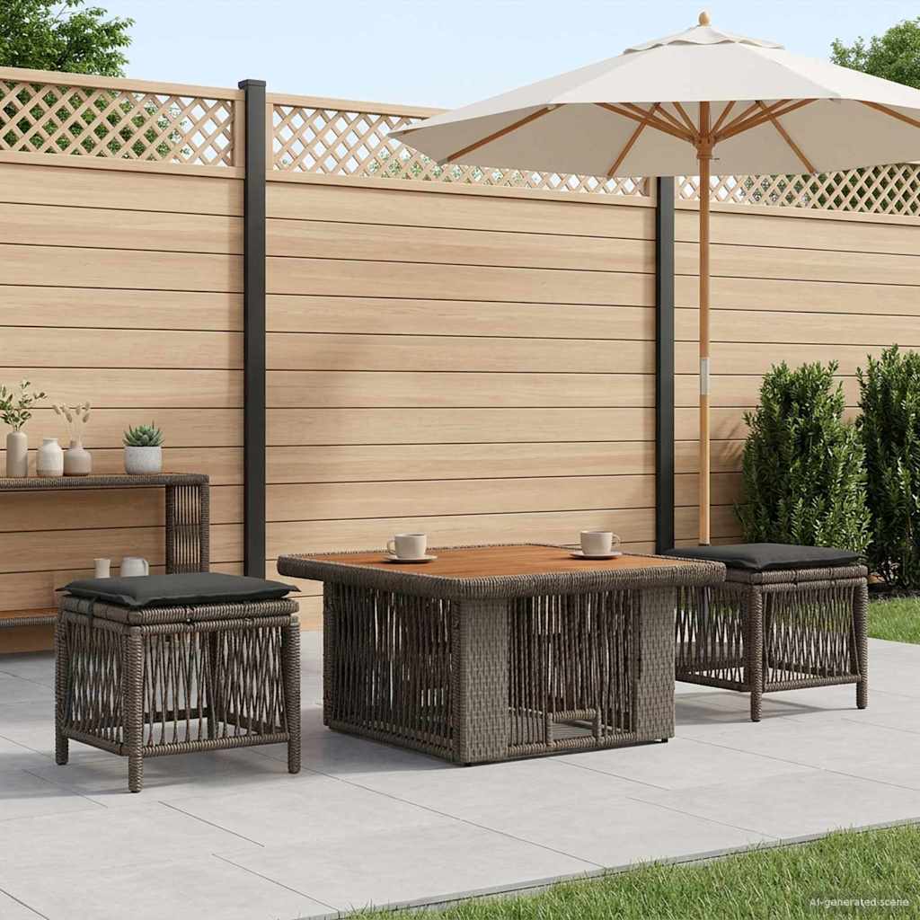 Conjunto de jantar para jardim 3 unid. cinza e cinza escuro