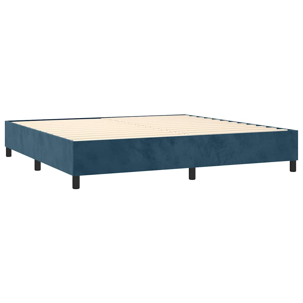Cama com molas/colchão 90x190 cm veludo azul-escuro