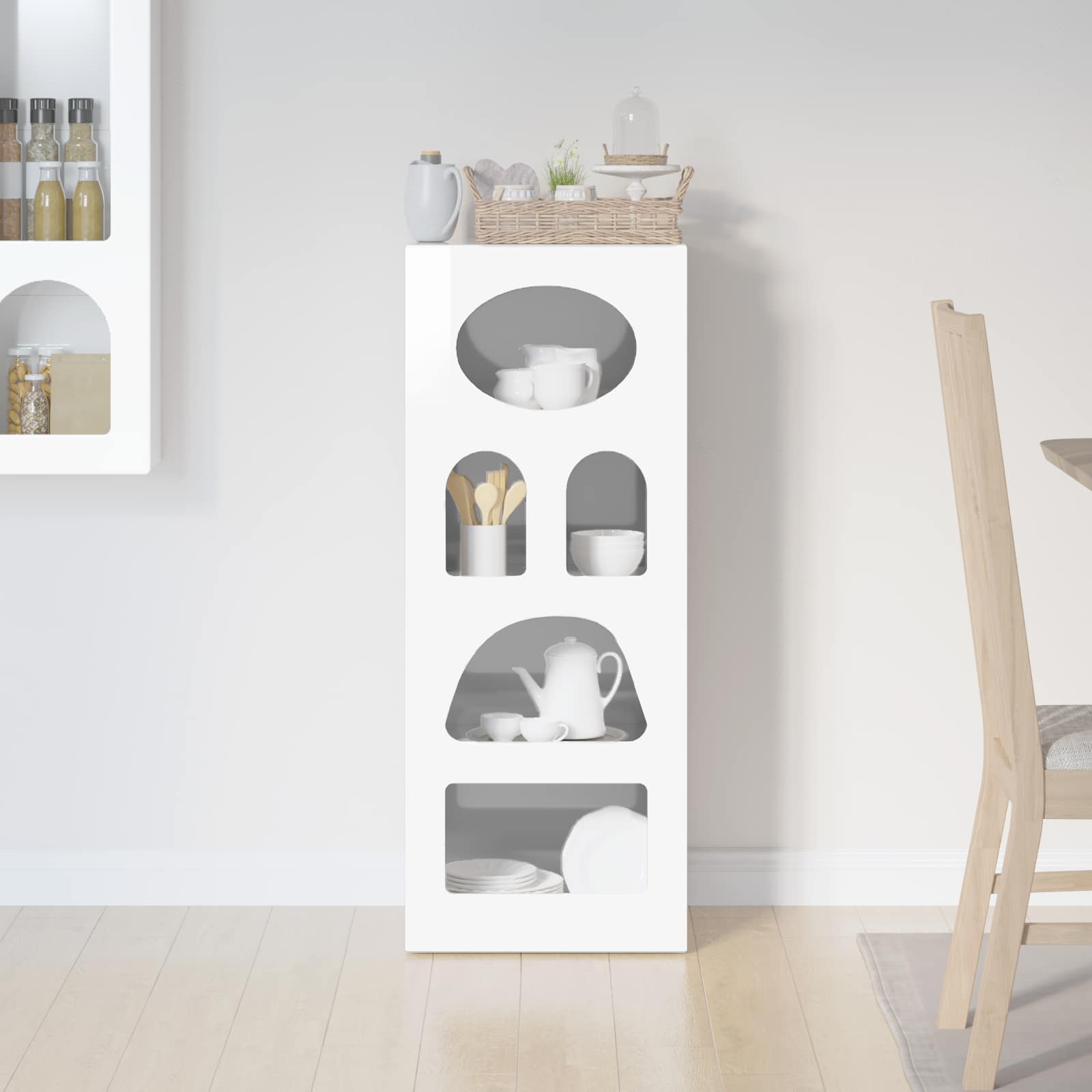 Buffet elst branco brilhante 40 x 35 x 100,5 cm