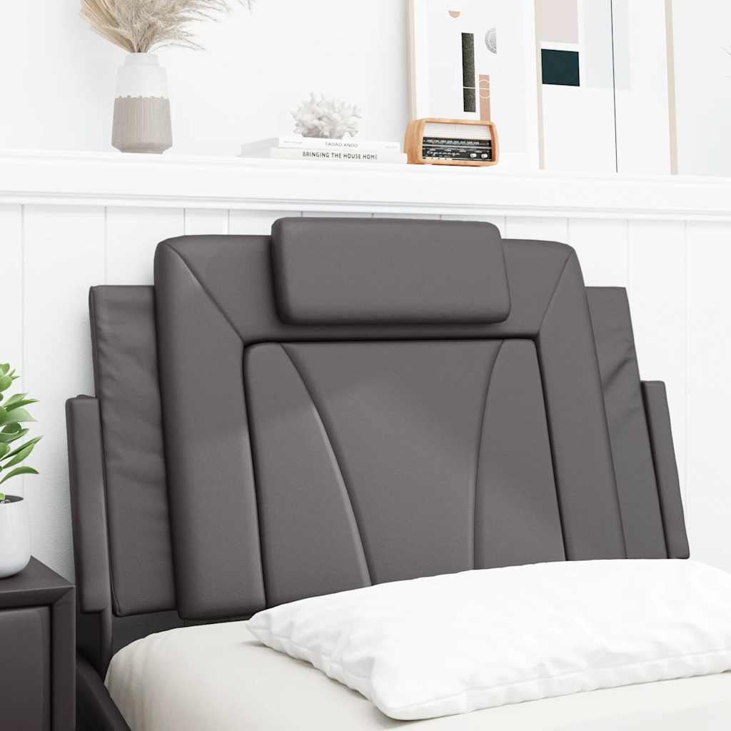 Almofadão de cabeceira viana 80 cm couro artificial cinzento