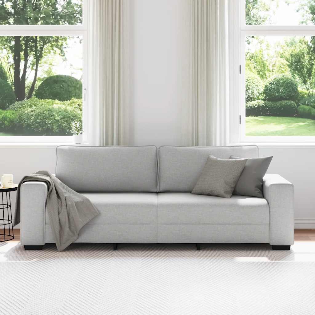 Sofá de 3 lugares 220x77x82 cm tecido cinzento nublado